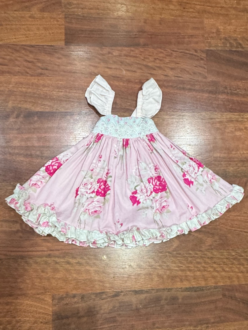 Sassy Chic - Pink and Blue Floral Ruffled Sundress